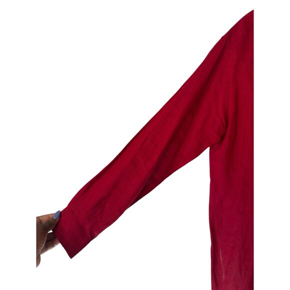 Max Mara Puro Lina Red Lagenlook Coastal Grandma Linen Button Up Blouse Size 14 - Picture 4 of 12